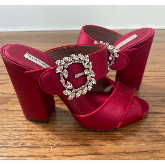 Gorgeous Tabitha Simmons Red Satin Reyner sandals in size 37/7 - Picture 4 of 6